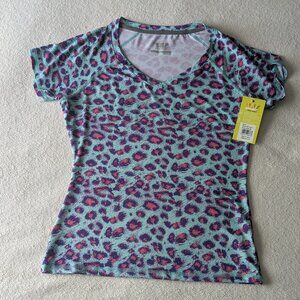 Blue Sports T-Shirt with Leopard Print Size L